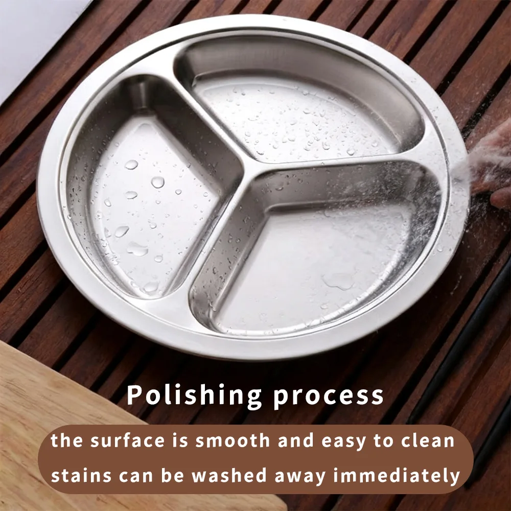 قطعة واحدة من أدوات المائدة المصنوعة من الفولاذ المقاوم للصدأ مقسمة إلى شبكات، أطباق الوجبات السريعة، أطباق طلاب المدارس، مقصف الموظفين، أطباق المطاعم #3