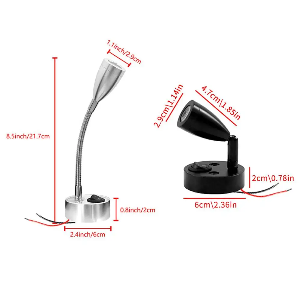 12V-24V 3W Leselampen Wandlampe für LKW Wohnmobil Yachten Kabine Nachttisch, Campingbus Wohnwagen Boot RV Beleuchtung – Detail 13