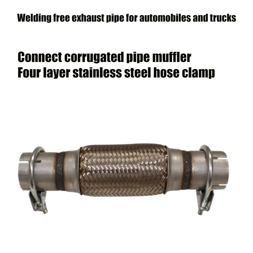 

Welding free automobile truck exhaust pipe soft connection corrugated pipe muffler hose four layer stainless steel supply clamp