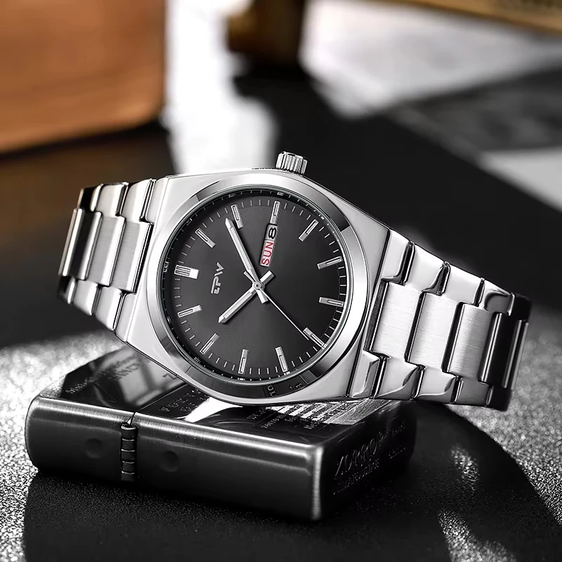 الأعمال الفاخرة تصميم الرجال المزدوج التقويم ووتش للماء مضيئة الفولاذ المقاوم للصدأ عارضة ساعات كوارتز للرجال Relojes Hombre