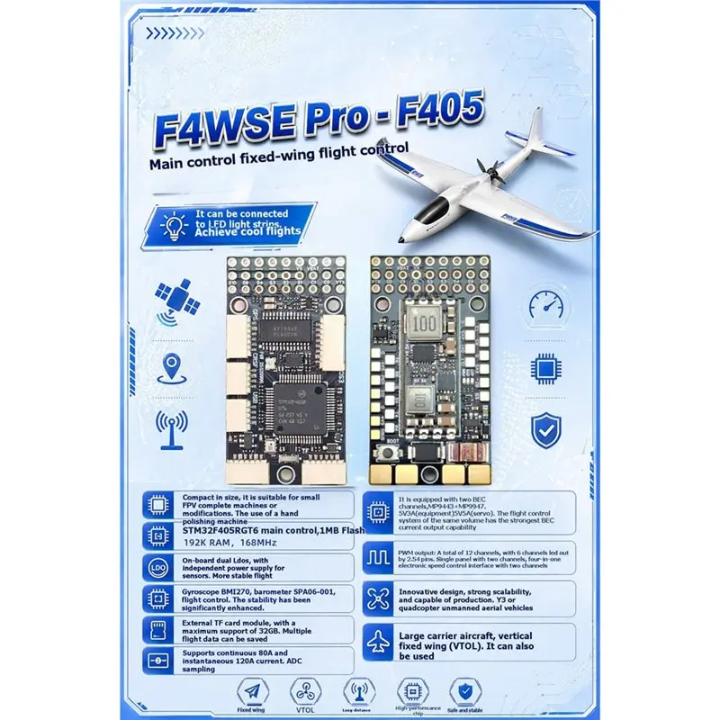 LXYB18B External USB/TF Card Adapter Board F4WSE Pro F405 Fixed Wing Flight Controller Supports Ardupilot/Betaflight/INAV