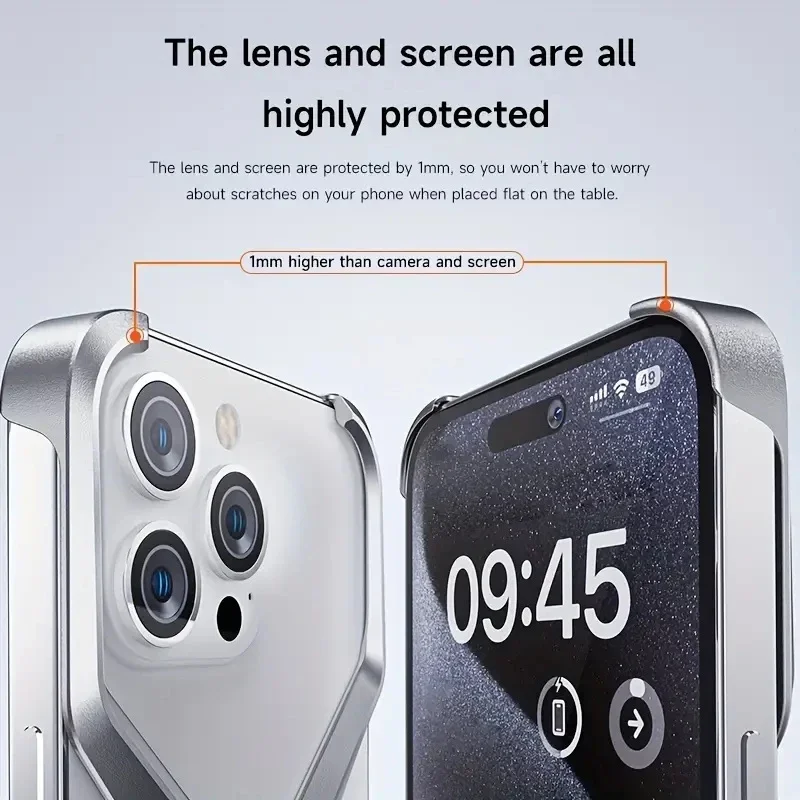 

The X Fit Metal Aluminum Alloy Frameless Bumper Case for IPhone 15 14 13 Pro Max 15Pro 14Pro 15ProMax IPhone15 Shockproof Cover