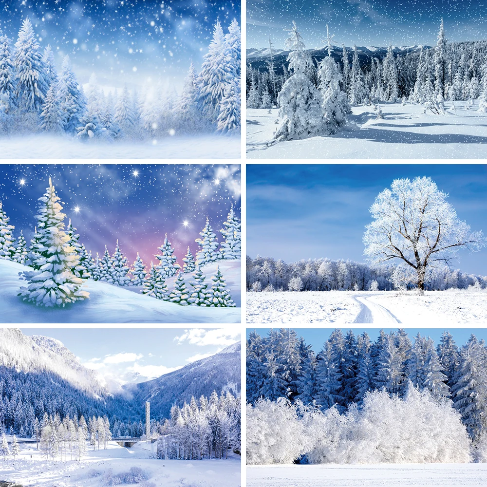 Yeele Winter Forest Background Snowy Mountain Covered Nature Scenery Christmas Pine Tree Photography Backdrop Photo Studio Props