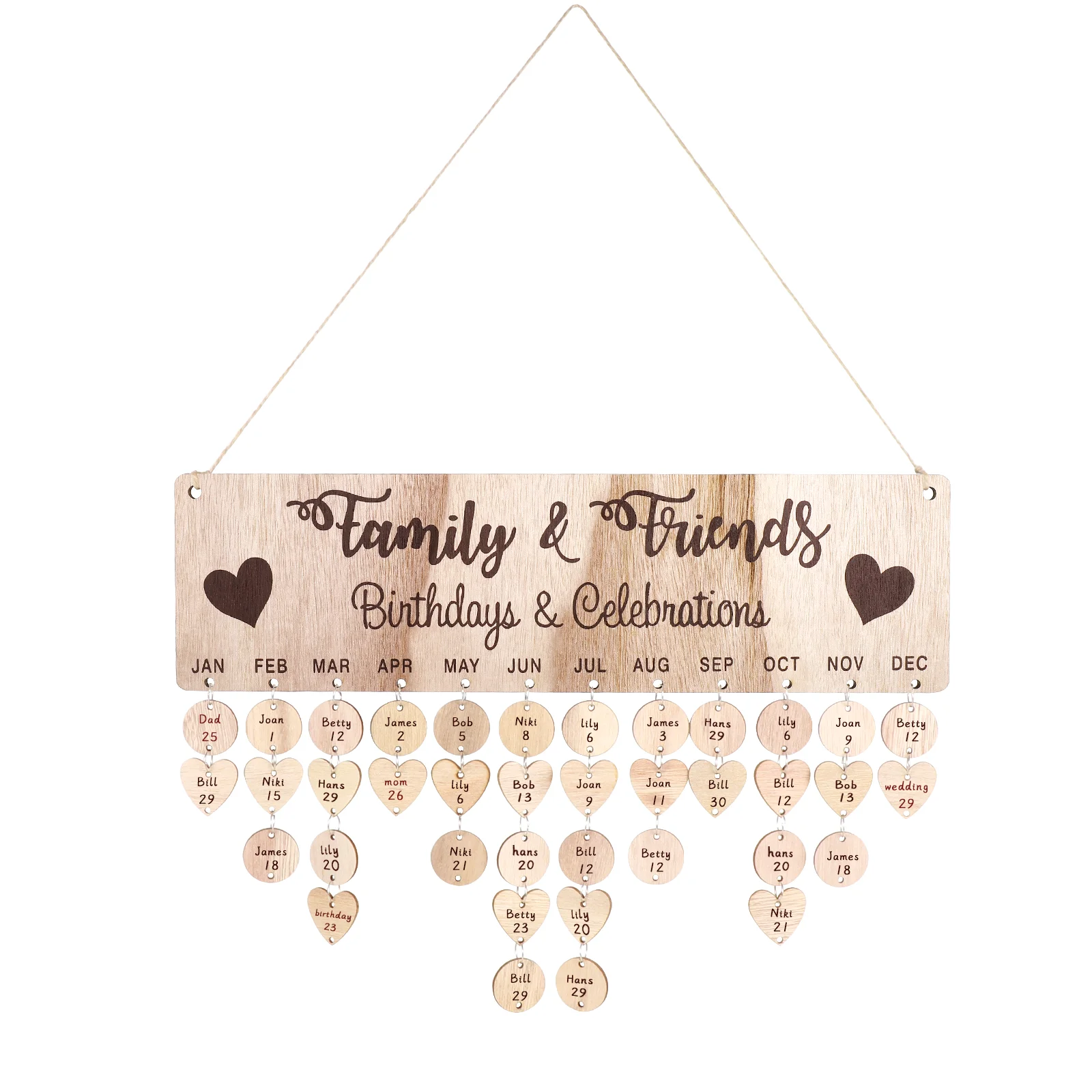 DIY Calendar for Home Date Plaque Wall Reminder Wooden Hangable Board Wedding Decorations