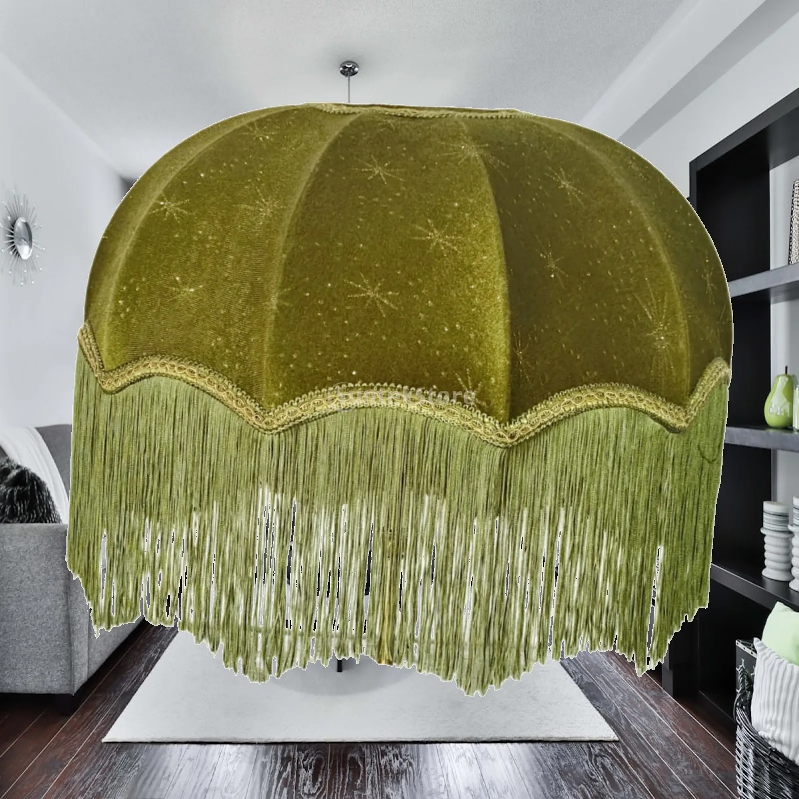Light Cover Lamp Shade with Tassels Bedside Decoration Table Velvet Lampshade for Hotel Kitchen Apartment Housewarming Gift