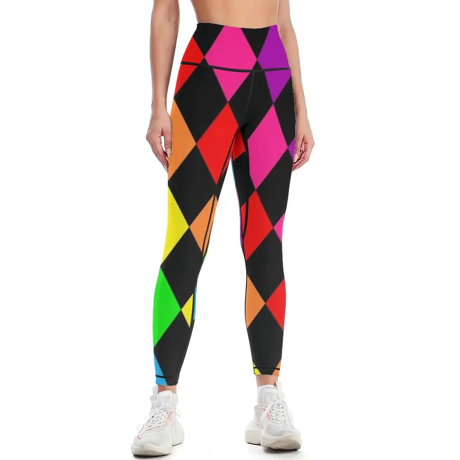 rainbow diamond pattern Leggings sporty woman gym legging pants raises butt Tight fitting woman legging push up Womens Leggings