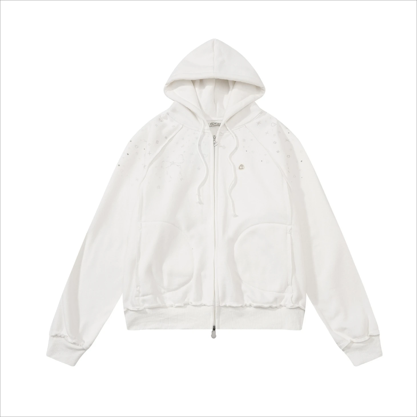 سترة نسائية بغطاء للرأس مبطنة بالصوف وطباعة نجوم وربطة عنق وسترة شتوية وخريفية سميكة ودافئة وأكمام طويلة وسحاب أمامي #3