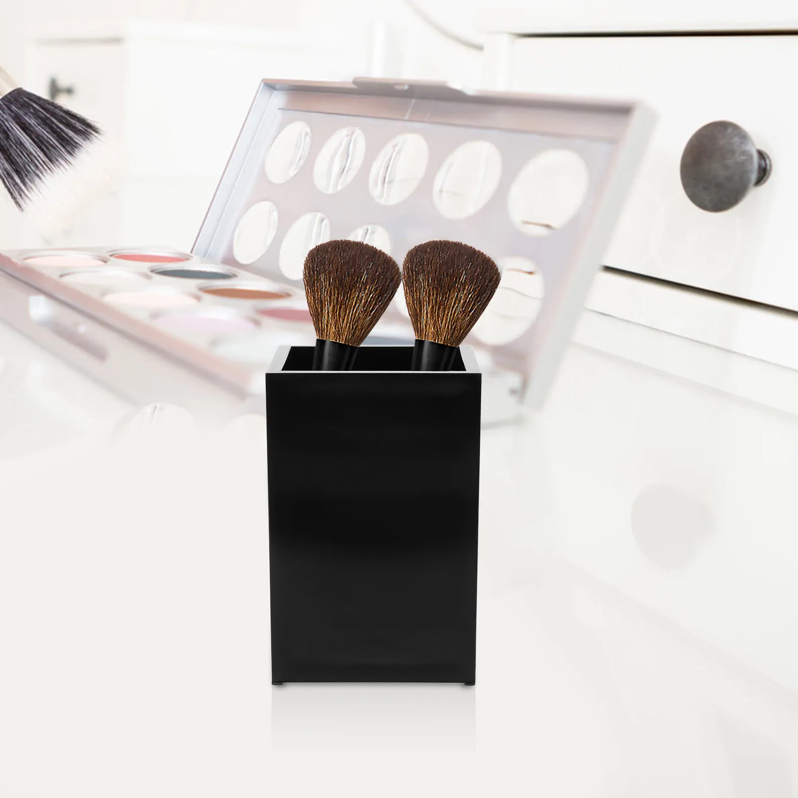 Space Saving Acrylic Makeup Brush Holder Pen Organizer for Vanity Table Rotatable Smooth Surface Storage Organizer