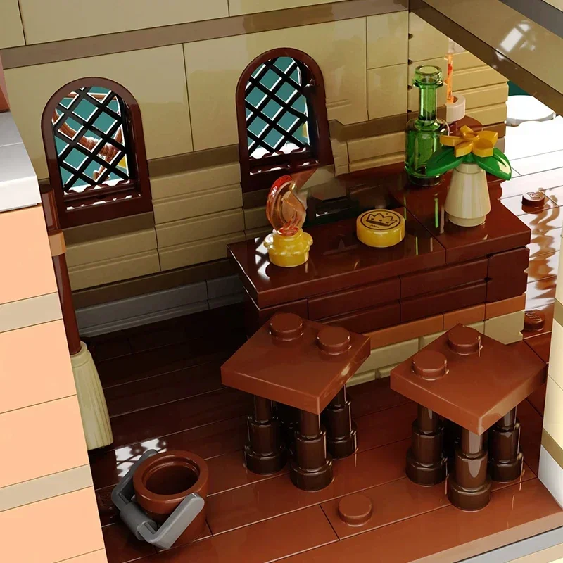 Modelo de fortaleza medieval moc tijolos de construção tecnologia de rua medieval blocos modulares presentes brinquedos de natal conjuntos diy montagem