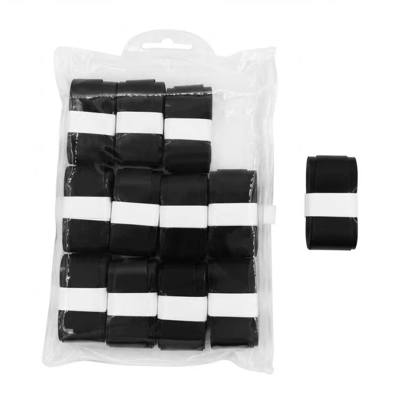 12 Pack Blank PU Tennis Overgrip No Logo Black White Matte Racket Handle Tape Multi-purpose Cable Binding Strap Padel Accessory