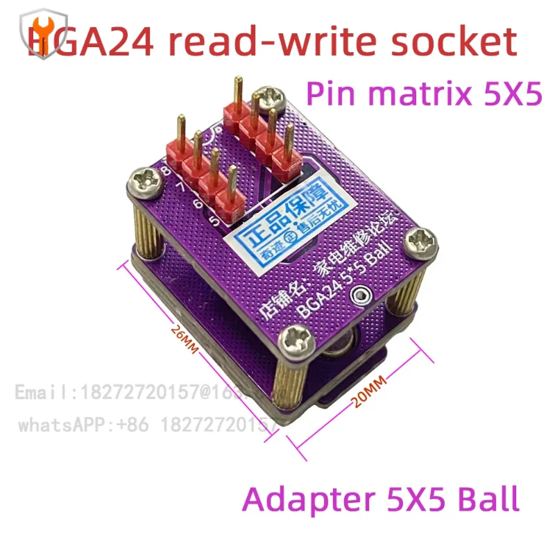 BGA24 Read and Write Chip Socket Combustion Test Car Adapter 5X5 Ball Flip Probe IC Socket