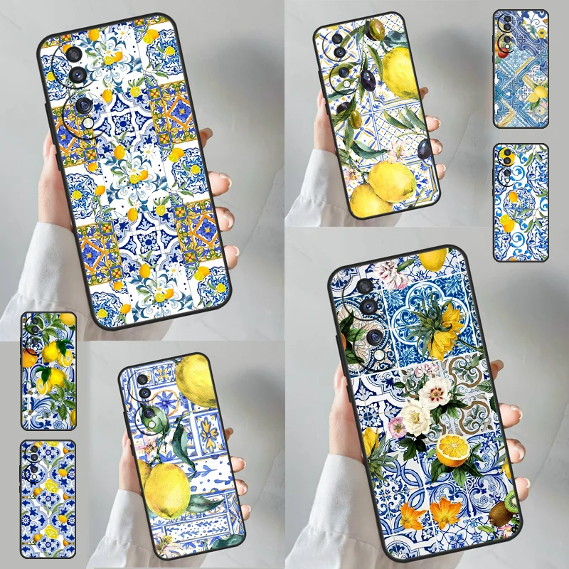 Mediterranean Lemon Case For Honor 90 Lite 50 70 Magic 5 6 Pro X6 X7 X8 X9 X6a X7a X8a X9a X9b X8b Cover Coque