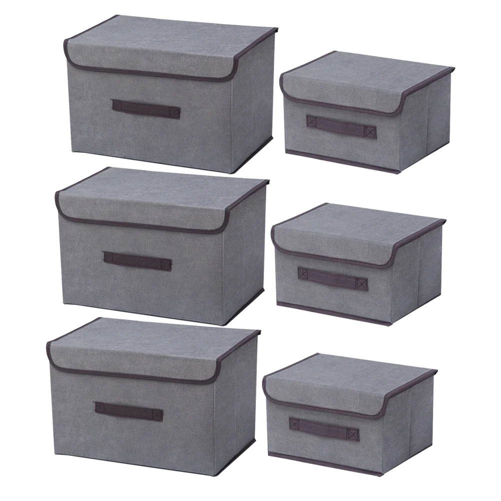 

3 Sets Shelves Collapsible Storage Box Sundries Holder Toy Bins Closet Organizer And Fabric Grey Multipurpose Basket