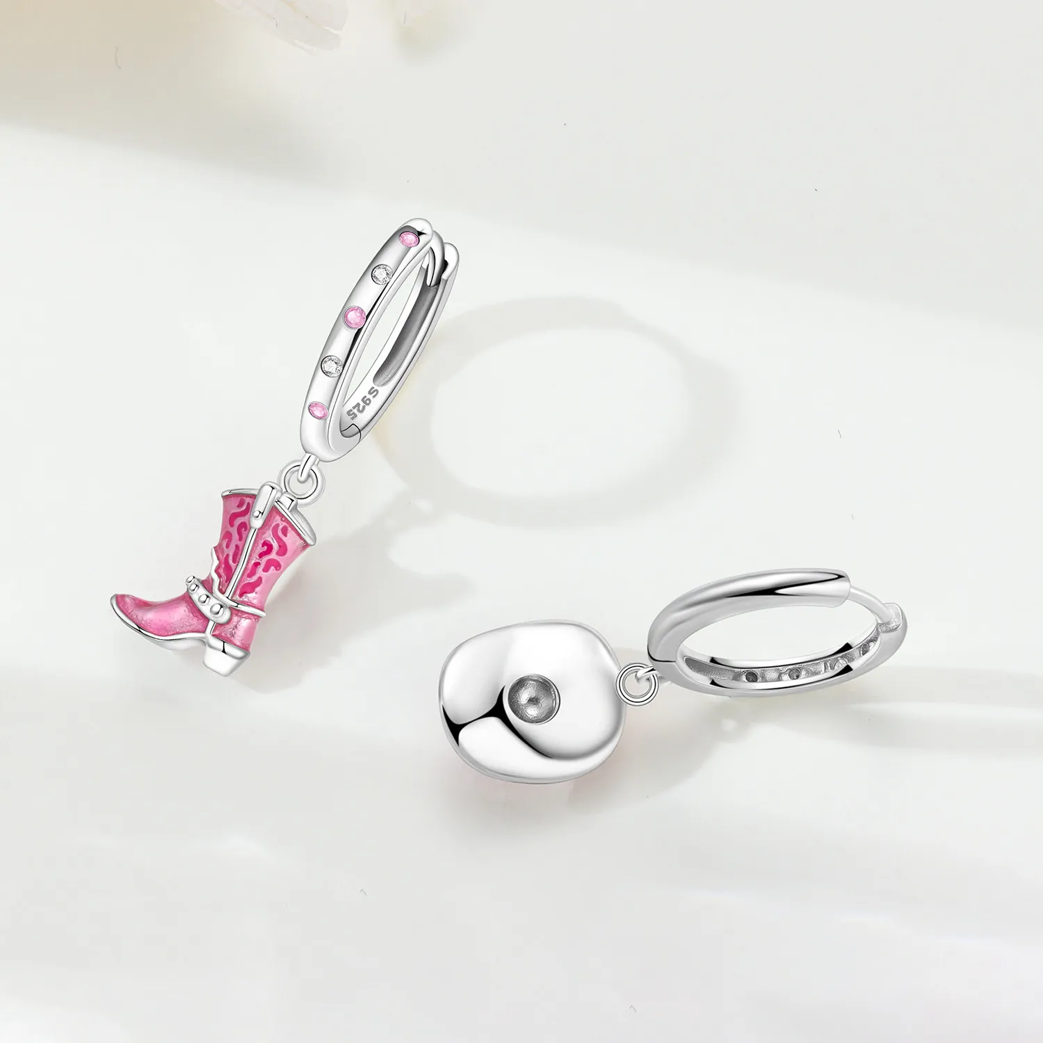 Orstarry 925 Sterling Silver Pink Denim Hat Boots Earring Key Lock Earrings Drop Earrings For Women Party Gifts Trendy Jewelry