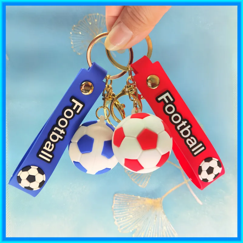 Football Keychain For Fan Pvc Soft Glue Soccer Pendant Keychain Accessories Bag Decoration Qatar Cup Souvenirs Key Chain Gifts