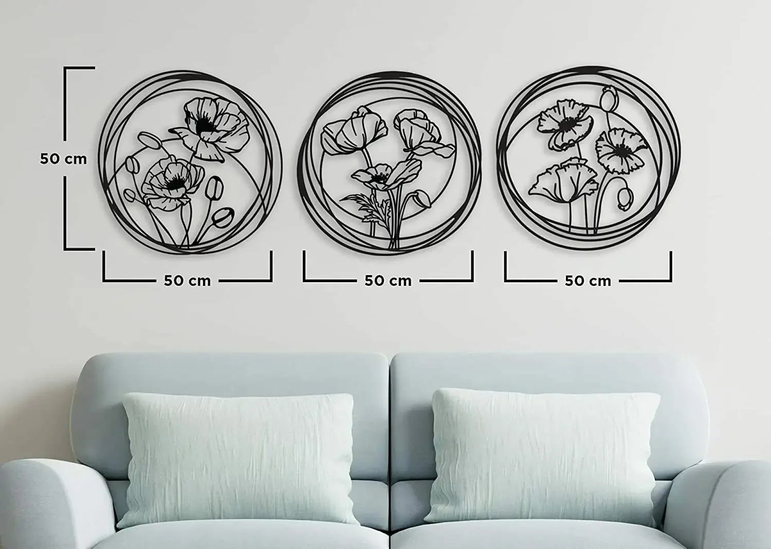 CIFBUY Deco 3pcs - Wall Decoration Metal Wall Art Flower Set Metal Wall Art Flowers  Metal  Art Large home Living Room Decto