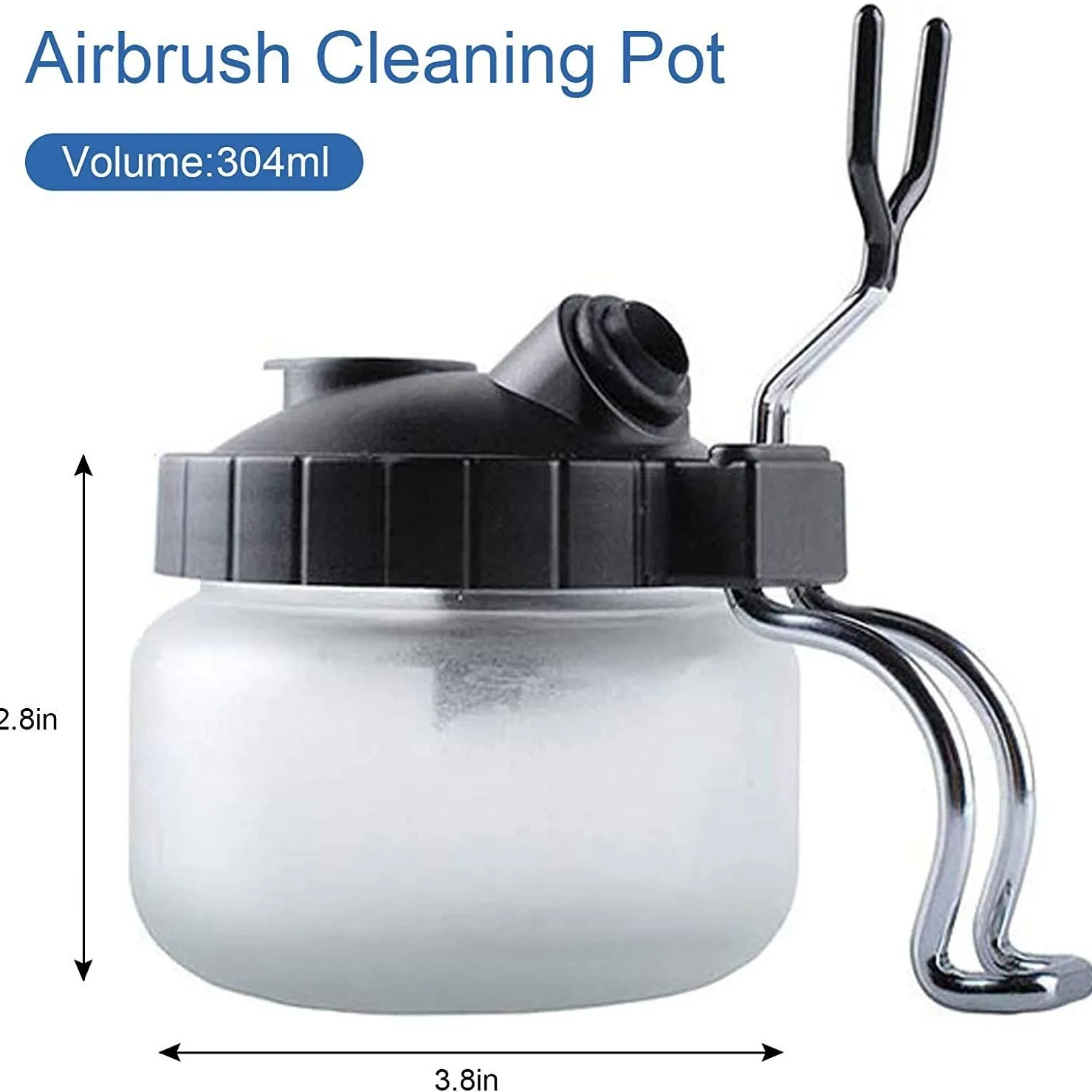 Multi functional spray pen cleaning pot with metal frame, waste liquid collection bottle, glass bottle 304ml