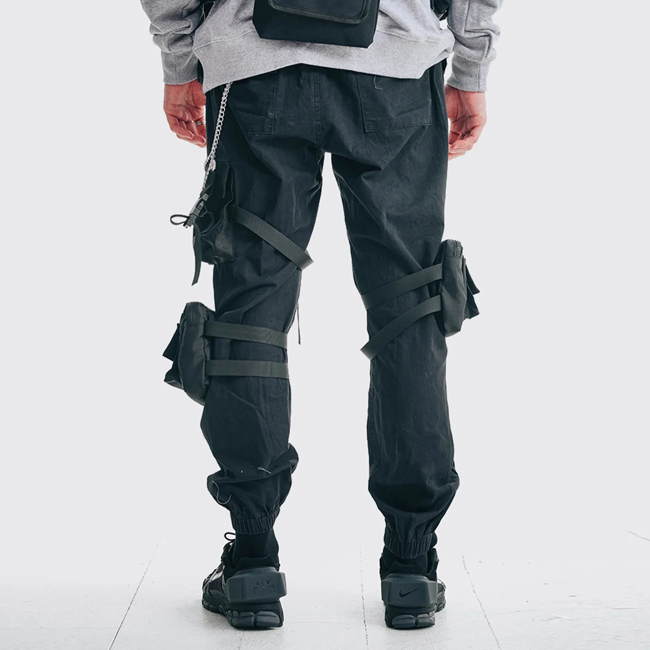 Bags Removable Mulit Pockets Cargo Pants Men Tactical Functional Joggers Pants Hip Hop Casual Loose Trousers Man