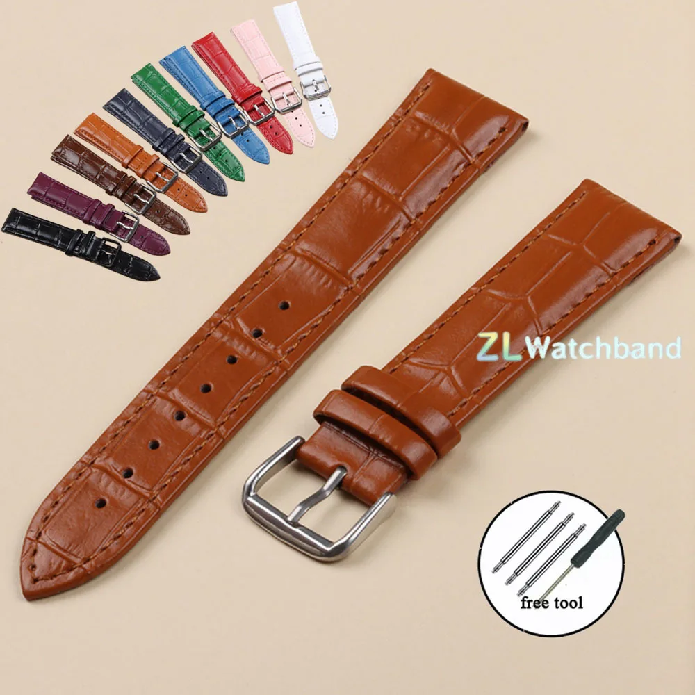 Genuine Leather Calfskin Strap 10/12/13/14/15/16/17/18/19/20/21/22/24mm Band Universal Watchband Slub Pattern Watch Accessories