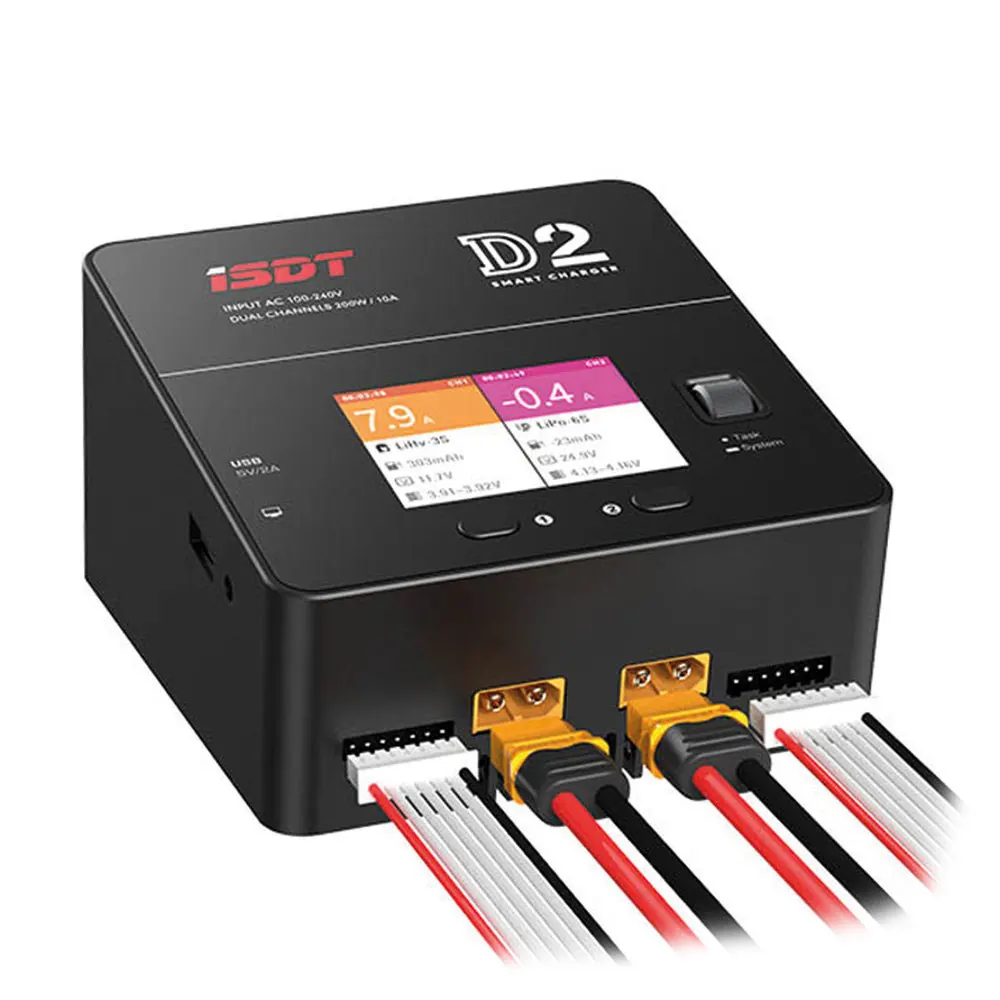 ISDT D2 200 Вт 20 А переменного тока двухканальный выход интеллектуальное зарядное устройство для баланса батареи 1-6S литий-ионное зарядное устройство Nicd Nimh