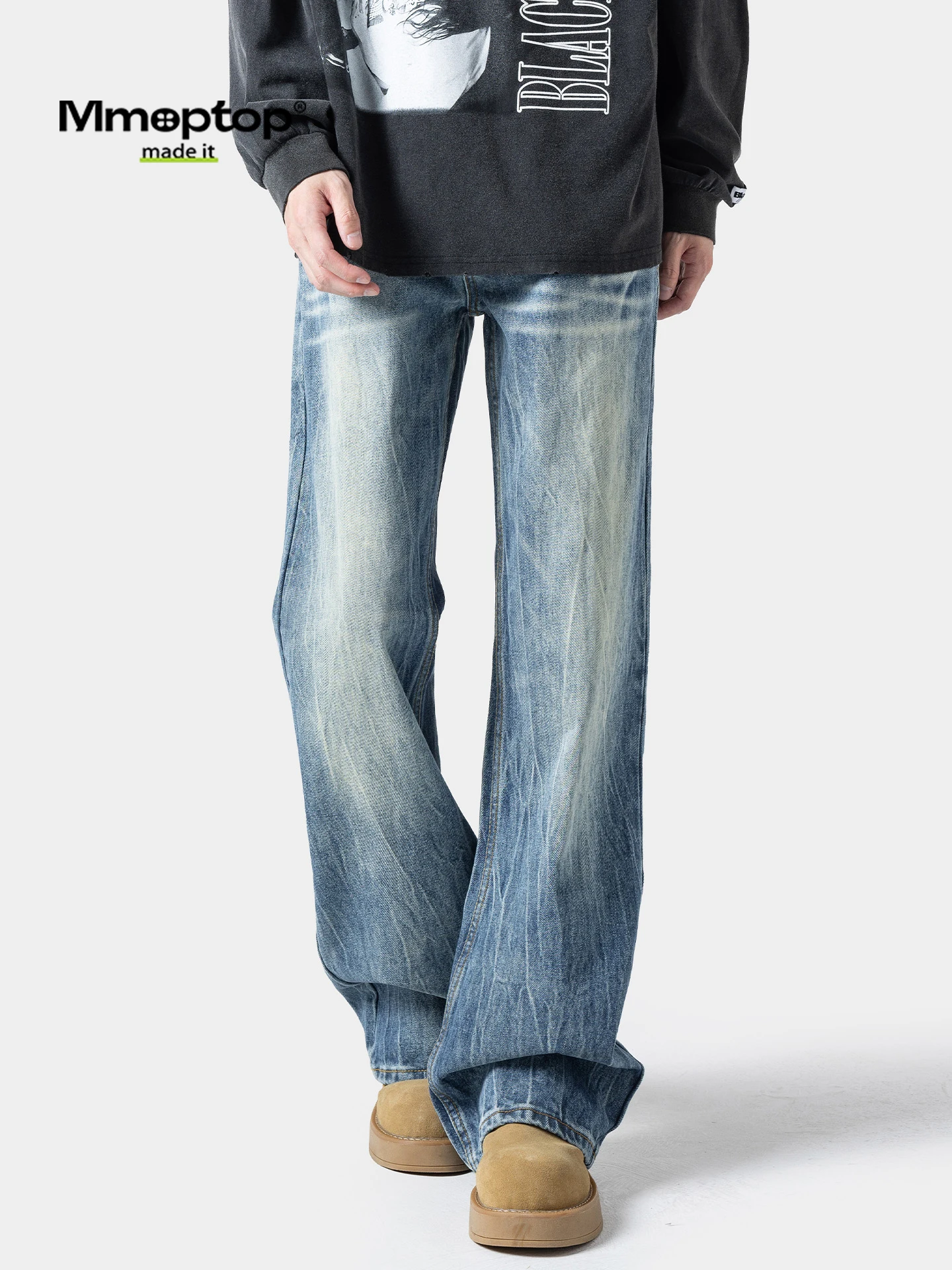 

MMOPTOP Men's Straight Leg Jeans Slim Fit Water Waed Casual Trousers Spring Summer Faion High Street Thin Denim Pants