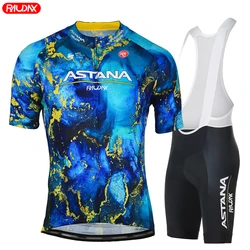 2024 Astana Raudax MTB Bike Cycling Jersey Set Short Sleeve Breathable Cycling Clothing Maillot Ropa Ciclismo Uniform Suit