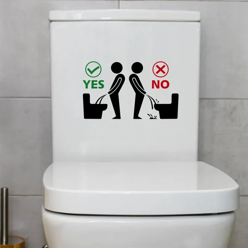 WC Public Toilet Etiquette Stickers Funny Civilized Remind Signs Waterproof PVC Decals for Toilet Lid Tiles Wall Easy To Remove