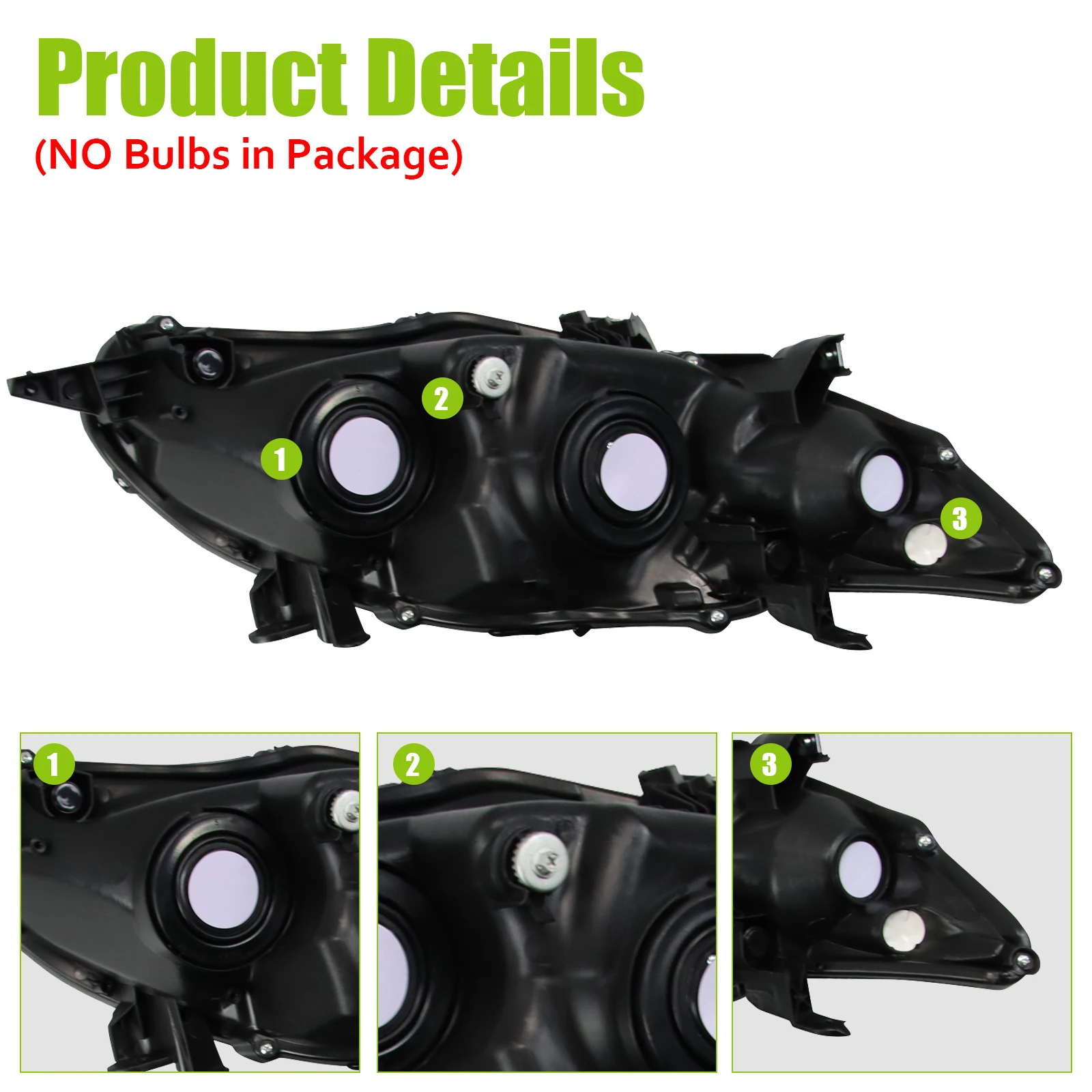 مجموعة مصابيح السيارة الأمامية لـ 16- 18 نيسان سنترا، عدسة شفافة، زوج واحد من المصابيح الأمامية