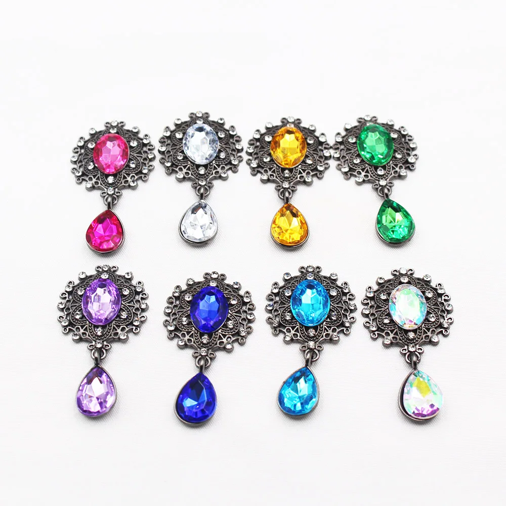 5pcs Black Elliptical Flower Disk Pendants 25*46MM Gun Metal DIY Butterfly Knot Barrette Hair Accessories Clothing Decorations