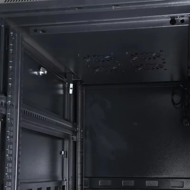 SPCC Network Cabinet High Loading 1000kg with Temper Glass Door Front Floor Standing Server Rack Locks 12U-47U Capacity Stock