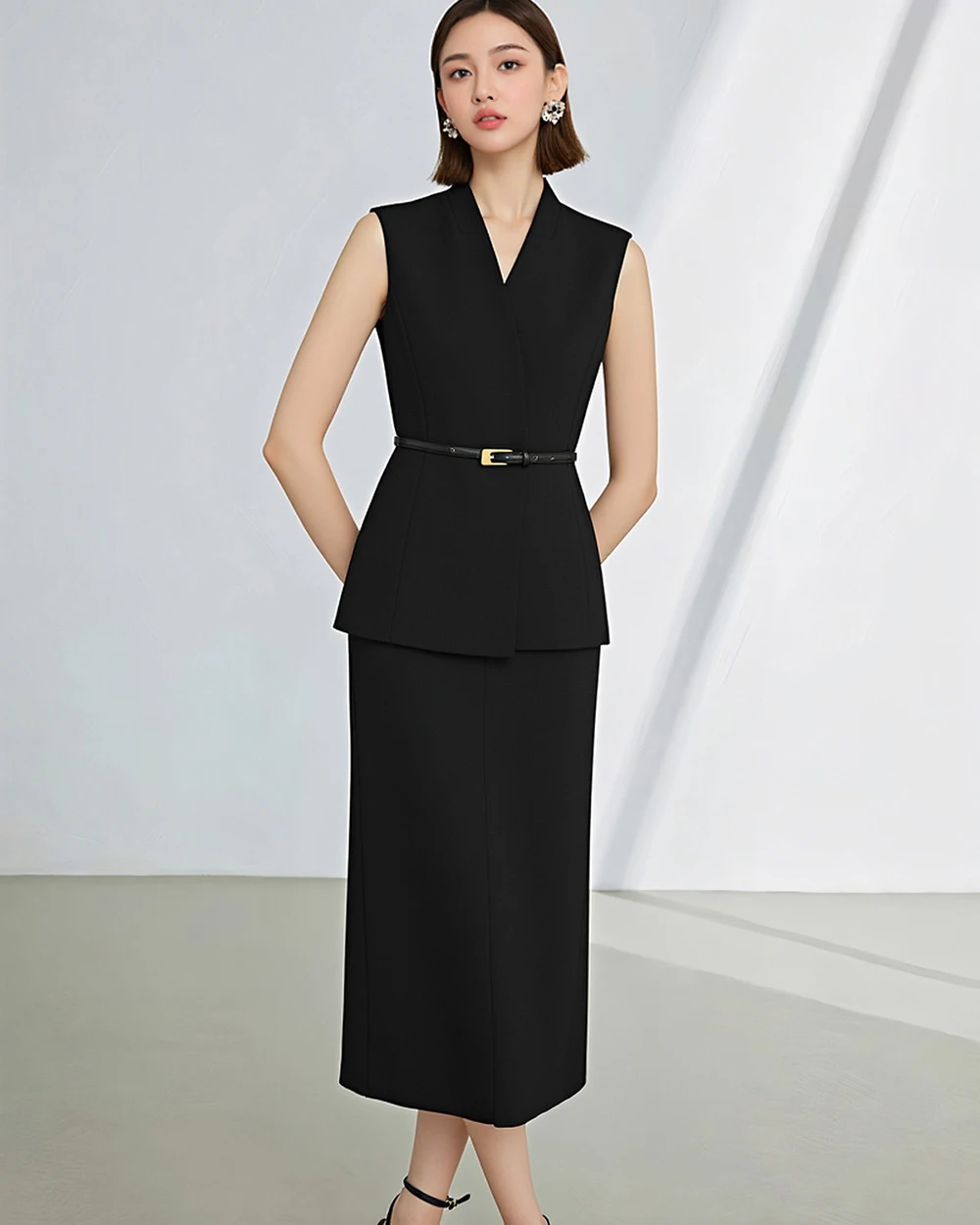 Spring Summer Fashion New Style commute suit for women high-end sleeveless suit vest skirt set business attire for Ladies