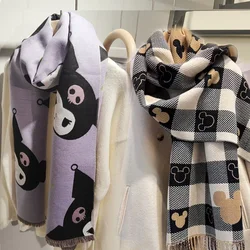 Sanrio Kuromi New Autumn and Winter Cartoon Melody Imitation Cashmere Scarf Women's Double-sided Scarf Warm Scarf Christmas Gift