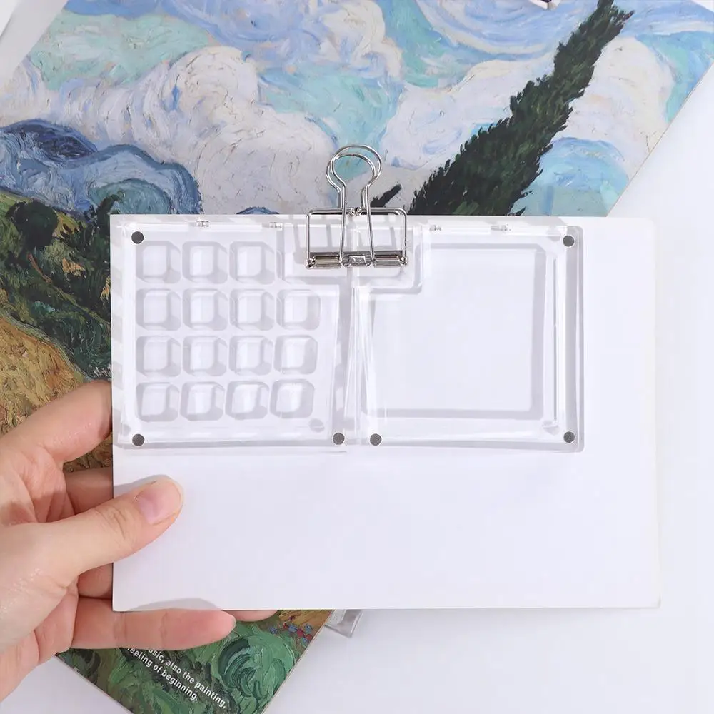 Acrylic Watercolor Paint Palette 8/15 Grid Mini Paint Pigment Box Portable with Clip Empty Paint Box Art Painting Supplie