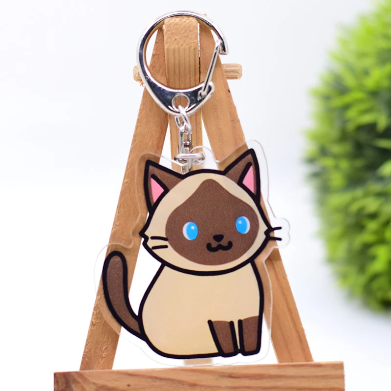 Cute Acrylic Cats Keychain, Figuras dos desenhos animados, Chaveiros Acessórios, Presente infantil