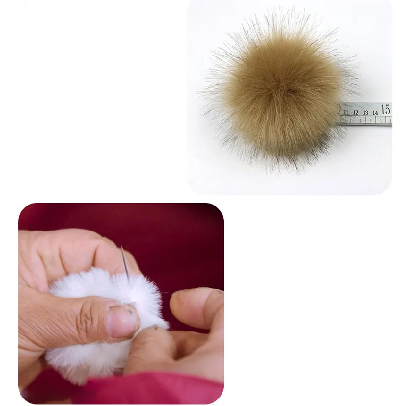 12cm Colorful White Faux Fox Pompoms Luxury Fur Balls For Knitted Hat Cap Winter Beanies Real Fur Pom Poms Bulk 19 Colors