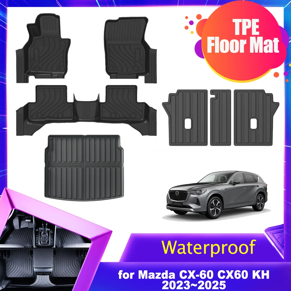 

Car Floor Mat for Mazda CX-60 CX60 KH 2023~2025 2024 TPE Foot Liner Trunk Seat Back Pad Waterproof Cushion Protector Accessorie