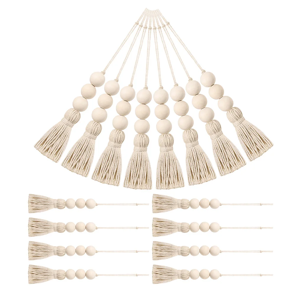 

16Pcs Rustic Wooden Beads Garland Hanging Decoration for Living Room Bedroom Wall Bead Hanging Ornament Wood Beads Garland