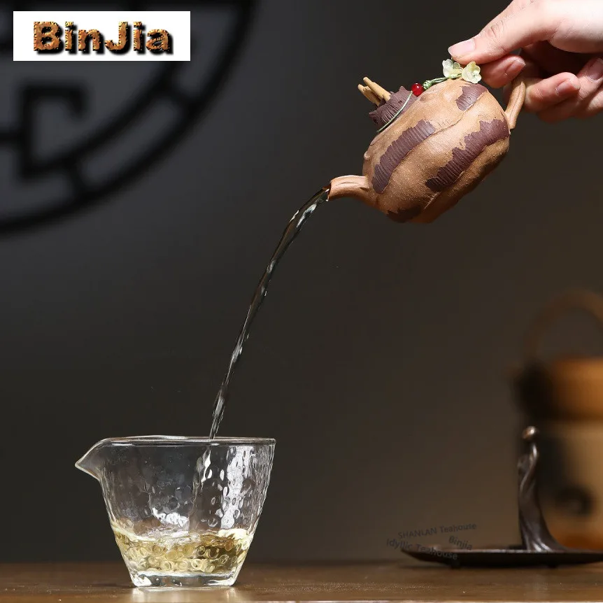 200ml Exquisite Yixing Purple Clay Teapots Handmade Bamboo Rhythm New Life Pot Raw Ore Section Mud Kettle Zisha Tea Set Cha