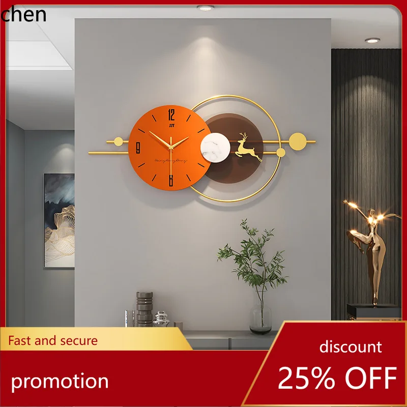 YFY Wall Clock for Living Room, High-end, No Drilling Required, Modern Minimalist,   Creative Light Luxury Wall Clock