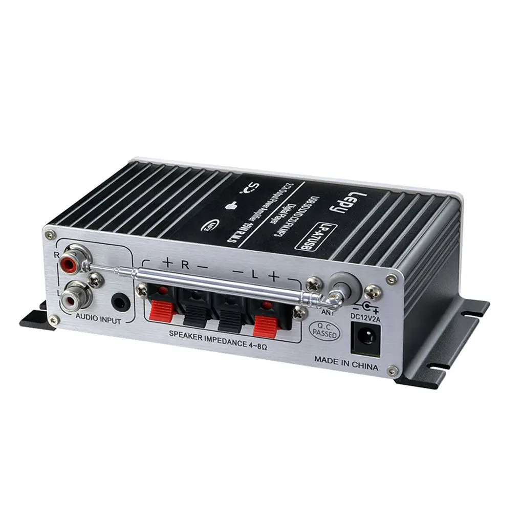 Lepy A7 USB Mini Super Bass Stereo Car Amplifier 2 Channel USB DVD CD FM MP3 Audio Player