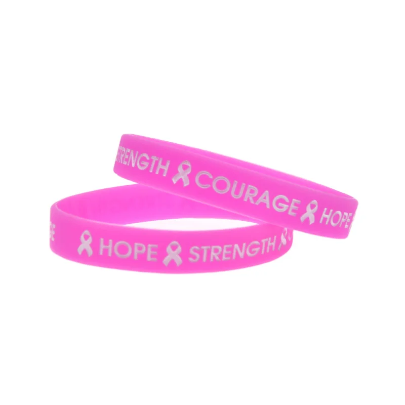 1 Stück Silikon-Armband „Hoffnung, Stärke und Mut“ – Krebsbekämpfungs-Motivationsarmband in Erwachsenengröße – Detail 2