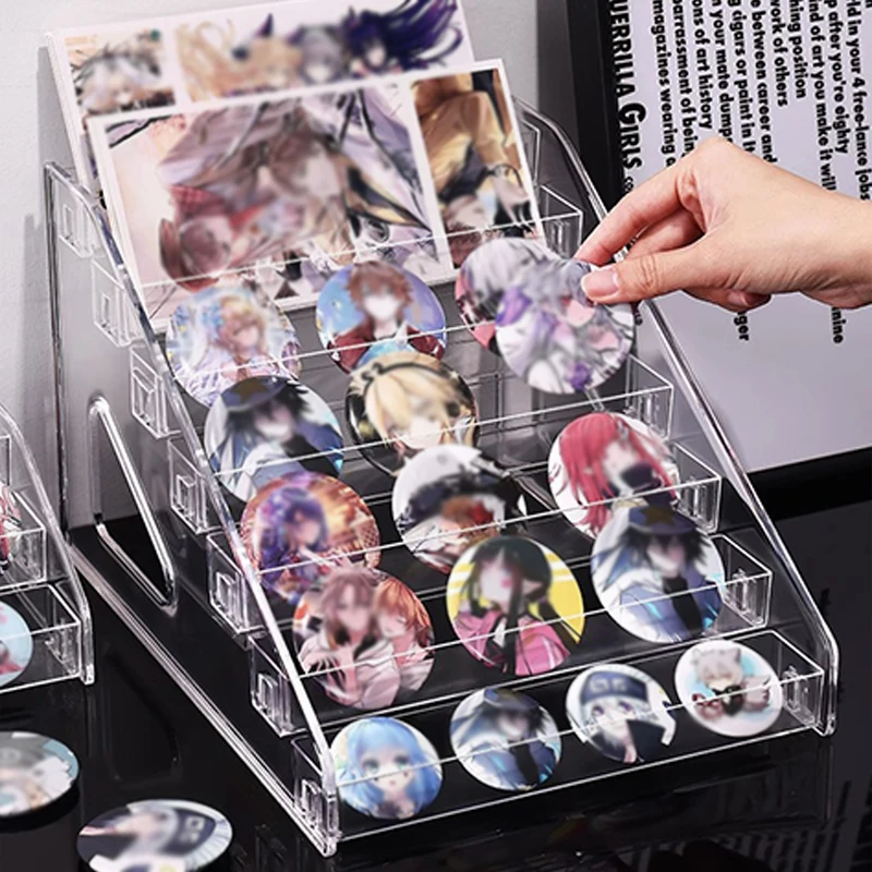 Transparent Card Display Stand Storage Rack Cosmetic Organizer Tray Nail Polish Toy Display Holder Stepped Lipstick Desk Storage