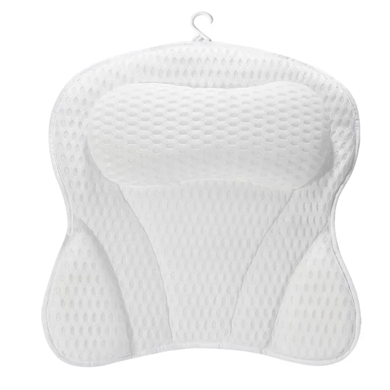 1PCS with 6 Suction Cups for Neck and Back Support Breathable 3D Mesh Bathtub Spa Head Rest Bathroom Supply Bath Pillow Non-Slip