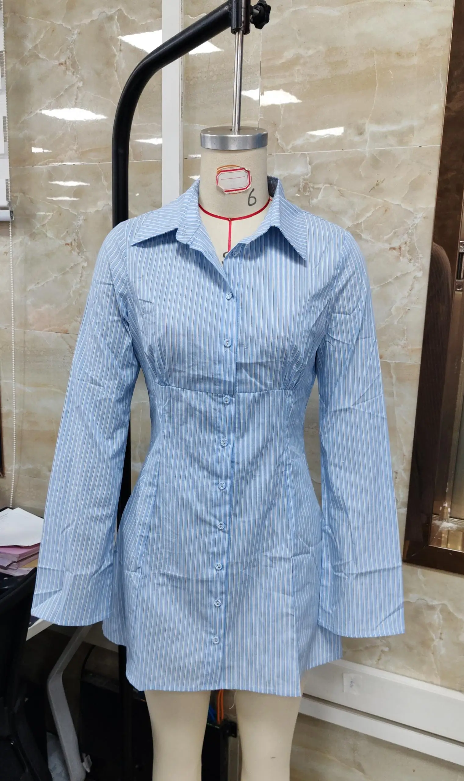Striped Shirt Dress For Women Long Sleeve Button Down Dresses Casual Stylish Collared Dress For Women Work Or Weekend Wear