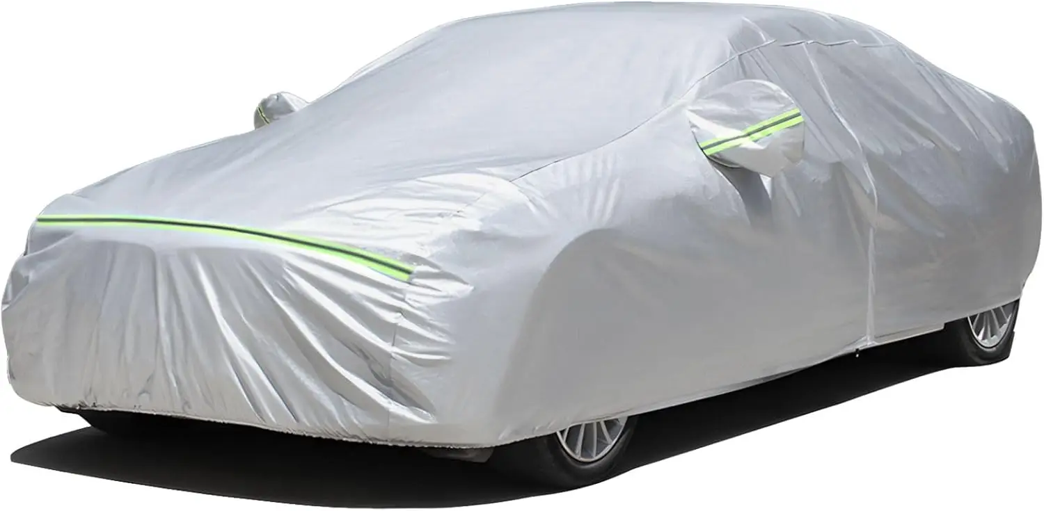 

Sedan Car Cover Waterproof All Weather for Automobiles 6 Layers Heavy Duty Outdoor Rain Sun Snow Protection with Zipper Inner