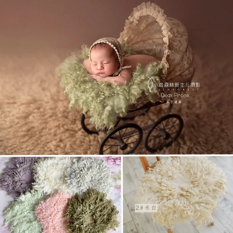 100% Flokatti Wool Mats Baby Photography Blanket Newborn Wrap Flokati Props for Newborns Photo Shoot Fotografia Accessories