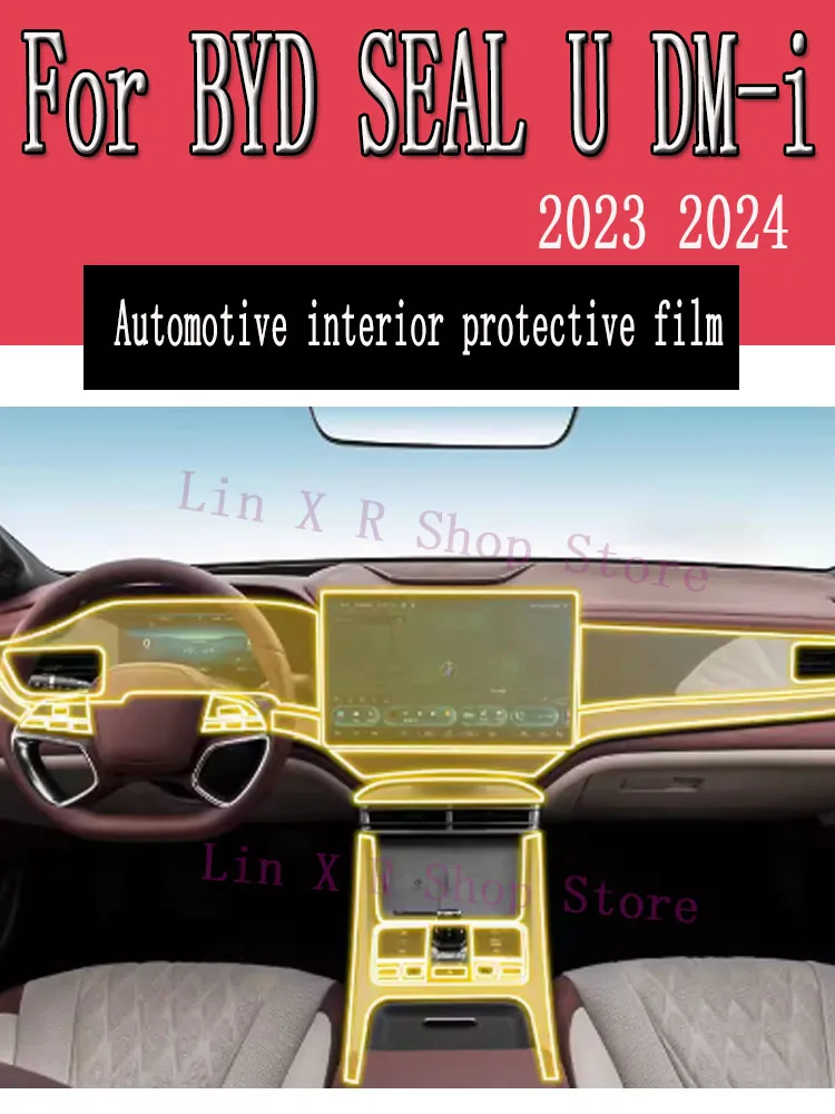 

For BYD SEAL U DM-i 2023 2024 Gearbox Panel Navigation Screen Automotive Interior TPU Protective Film Cover Anti-Scratch Sticker