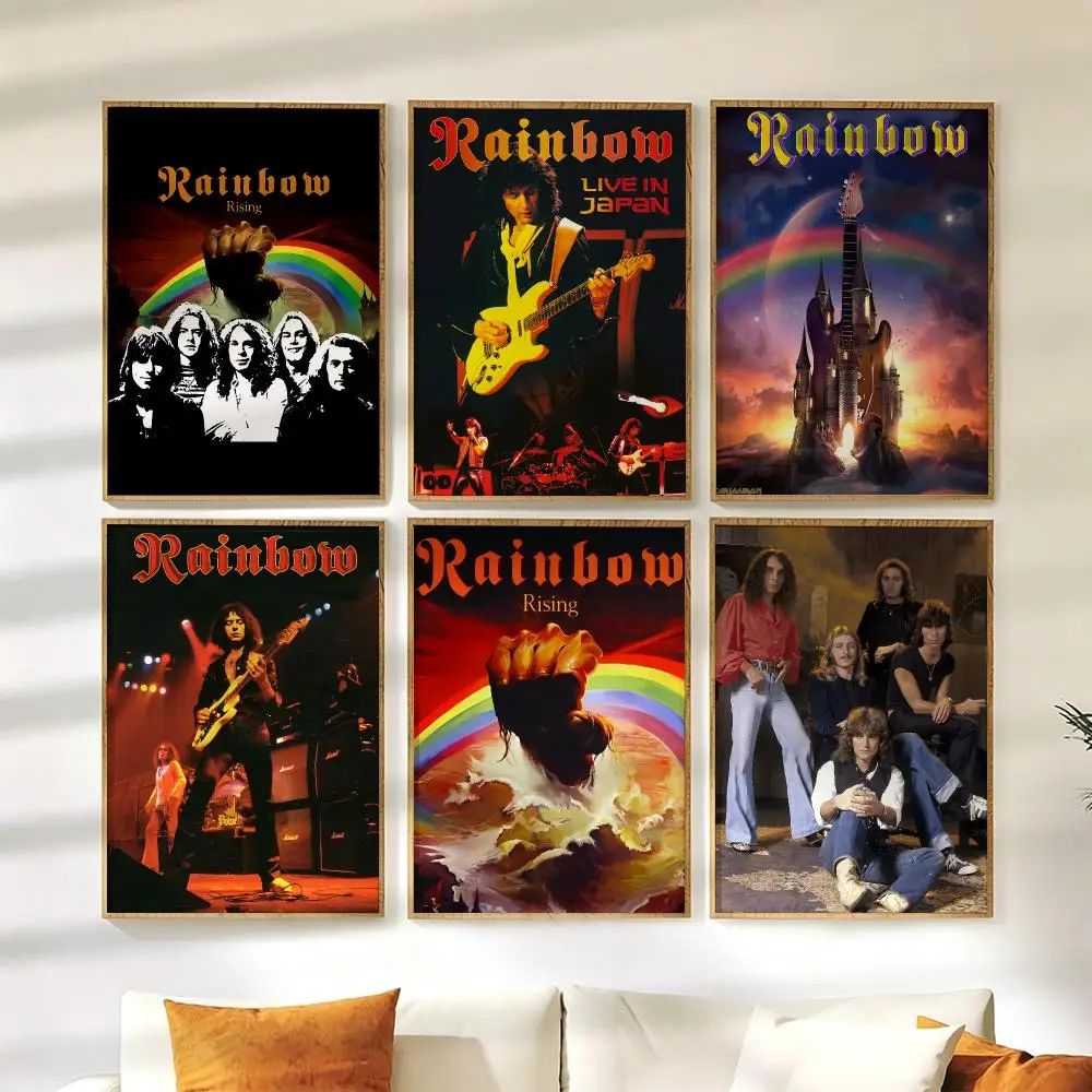 British Rock R-Rainbow Band Poster Wall Stickers HD Painting Self Adhesive Art Decals for Bedroom Living Room Home Decor