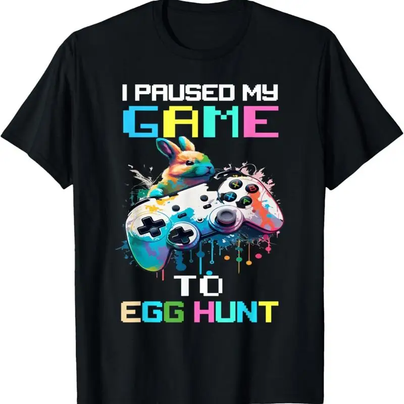 

I Paused My Game To Egg Hunt Easter Funny Gamer Boys Kids T Shirt
