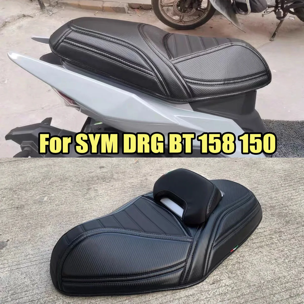 

Motorcycle seat cover leather imitation carbon pattern waist support backrest Fit For SYM DRG150 DRG158 BT BT158 DRG 150 2020